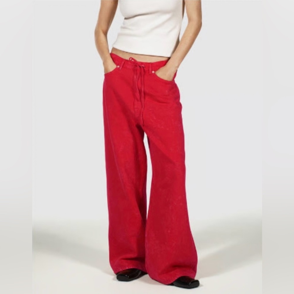 COS Wide-Leg Flare Jeans in Red